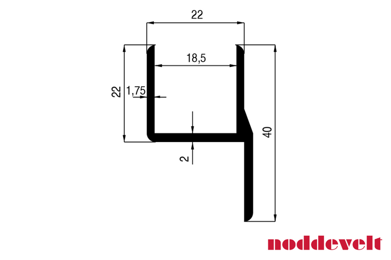 U-profiel met lip - Stoelprofiel 18mm